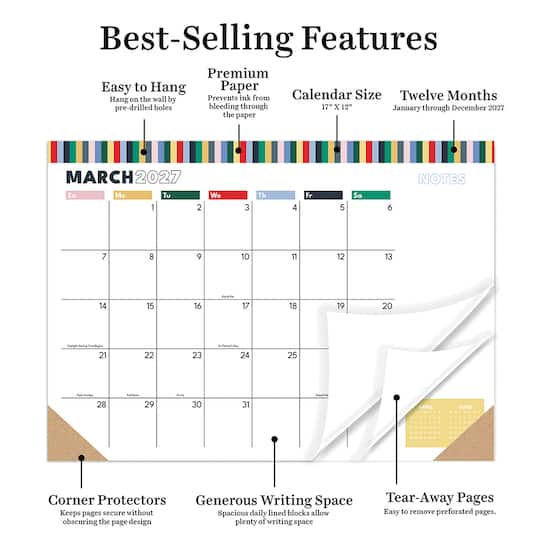 2027 Long Weekend Medium Desk Pad Monthly Blotter Calendar